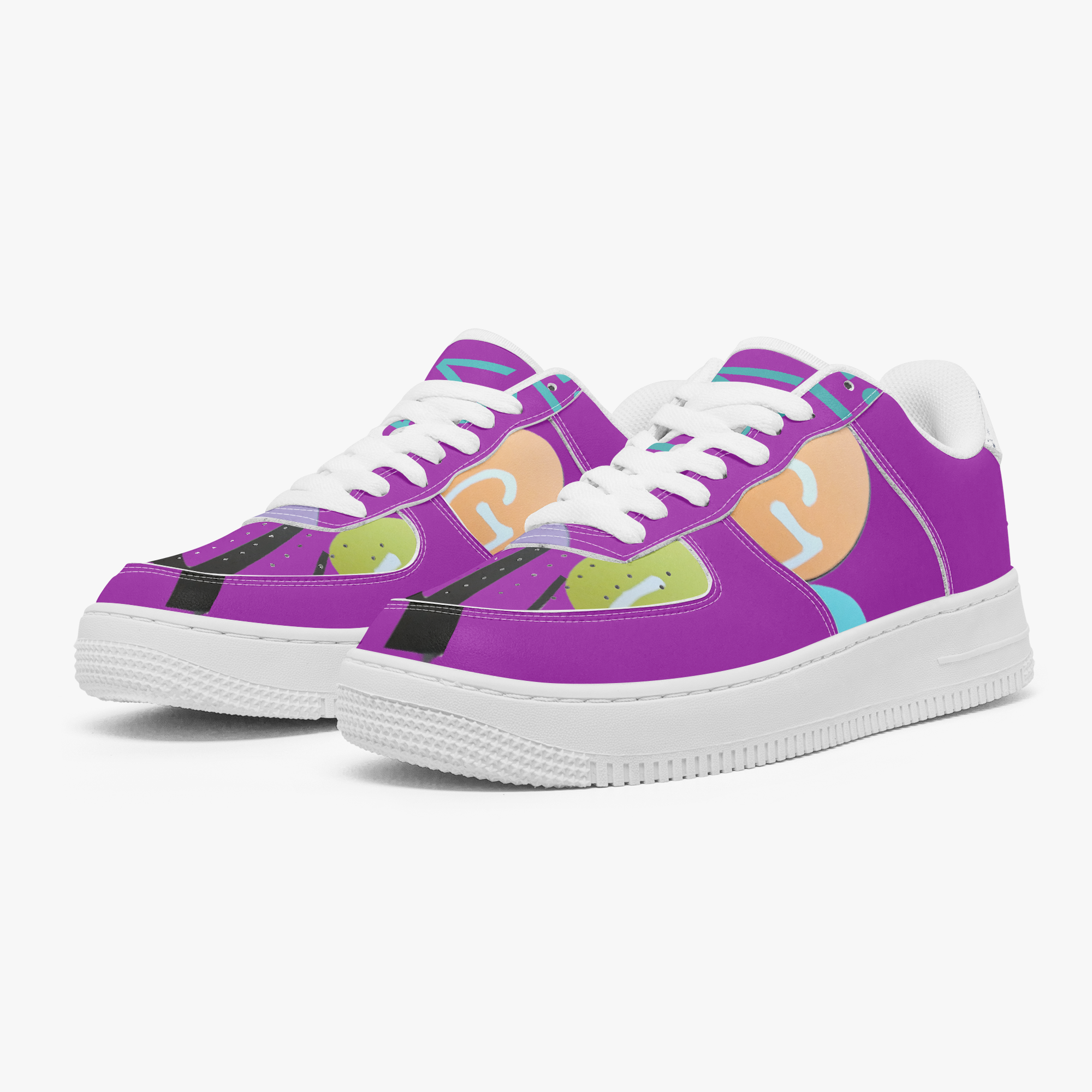 Refuge Low magenta sneaker with abstract shapes and white sole